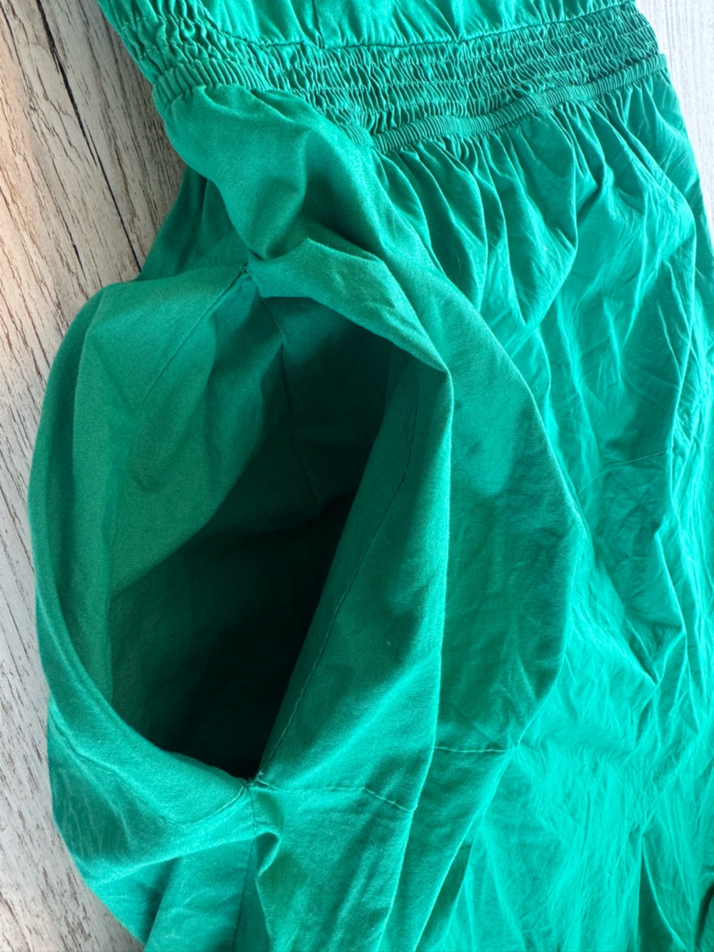 Monteau Los Angeles Bubble Hem Green Midi Dress Spaghetti Straps with Pockets L - Picture 9 of 16